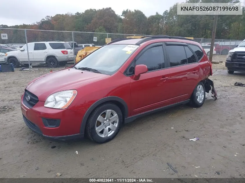 2008 Kia Rondo Lx V6 VIN: KNAFG526087199698 Lot: 40823641