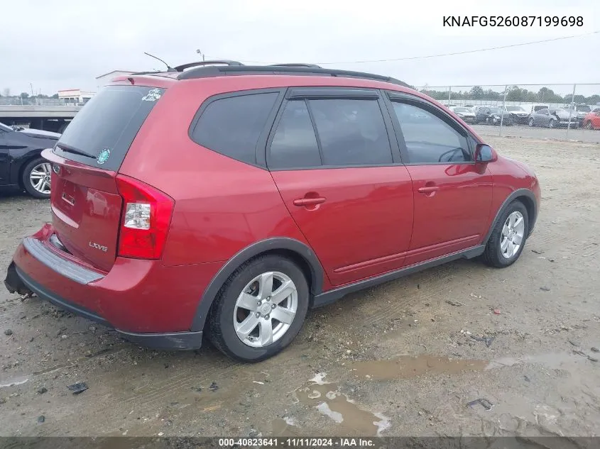 2008 Kia Rondo Lx V6 VIN: KNAFG526087199698 Lot: 40823641