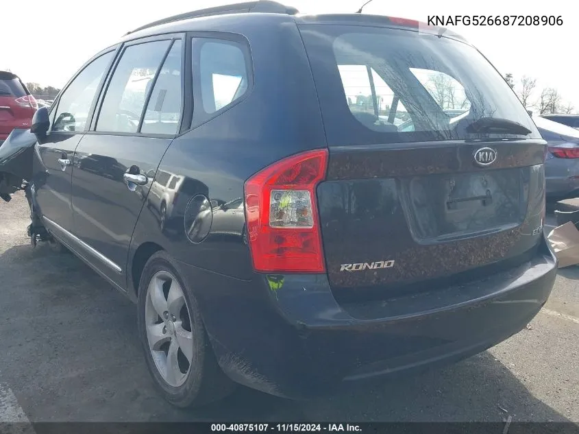 2008 Kia Rondo Ex V6 VIN: KNAFG526687208906 Lot: 40875107