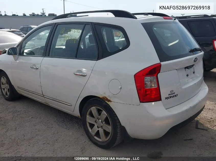 2009 Kia Rondo Lx/Ex VIN: KNAFG528697269918 Lot: 12099695