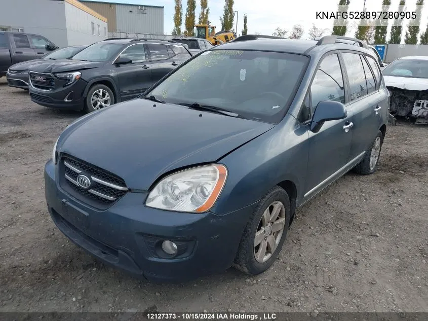 2009 Kia Rondo VIN: KNAFG528897280905 Lot: 12127373