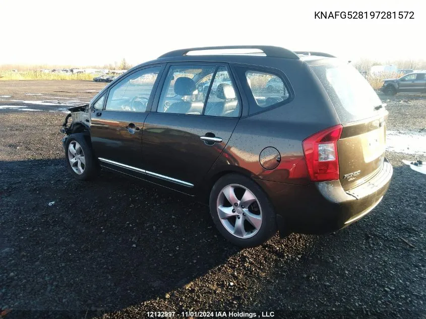 2009 Kia Rondo Lx/Ex VIN: KNAFG528197281572 Lot: 12132997