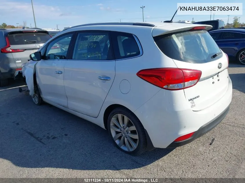 2014 Kia Rondo VIN: KNAHU8A33E7063474 Lot: 12111234