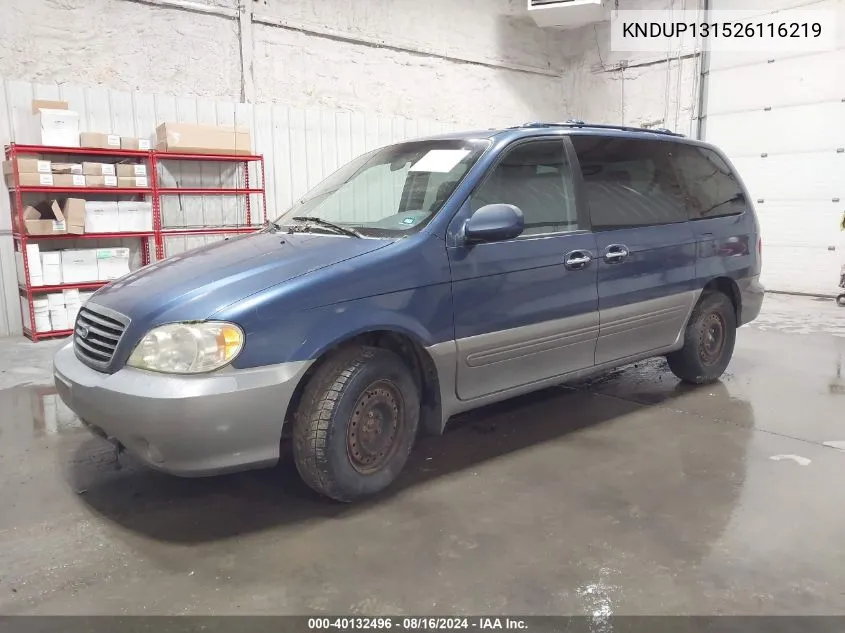 KNDUP131526116219 2002 Kia Sedona Ex/Lx