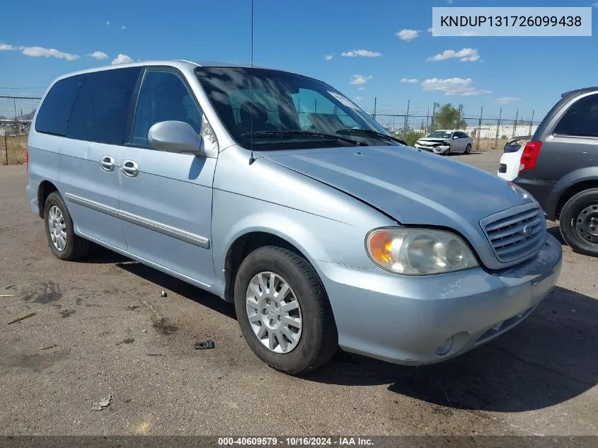 2002 Kia Sedona Ex/Lx VIN: KNDUP131726099438 Lot: 40609579