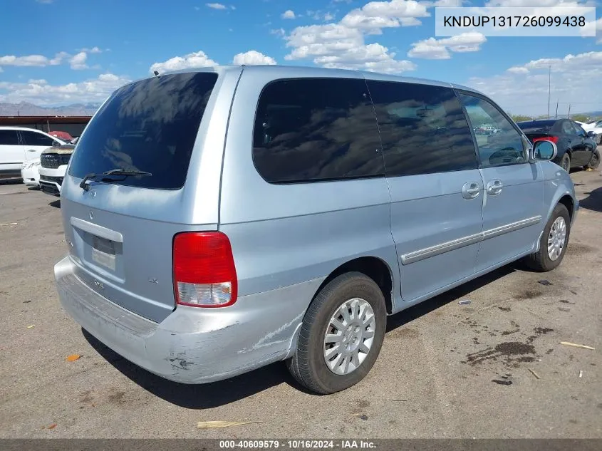 2002 Kia Sedona Ex/Lx VIN: KNDUP131726099438 Lot: 40609579