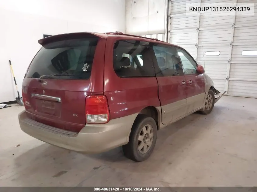 KNDUP131526294339 2002 Kia Sedona Ex/Lx