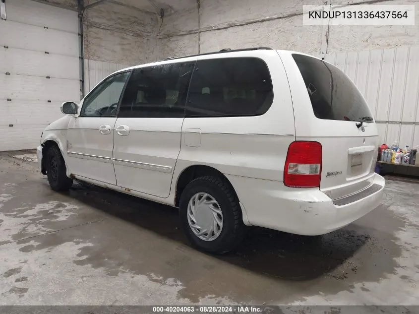 2003 Kia Sedona Ex/Lx VIN: KNDUP131336437564 Lot: 40204063