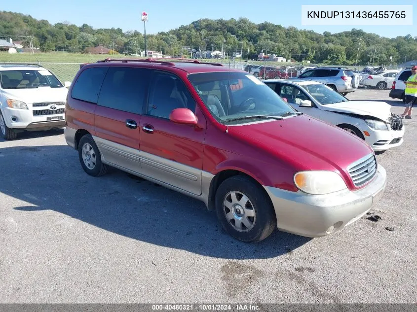 2003 Kia Sedona Ex/Lx VIN: KNDUP131436455765 Lot: 40480321