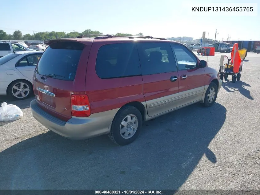 2003 Kia Sedona Ex/Lx VIN: KNDUP131436455765 Lot: 40480321