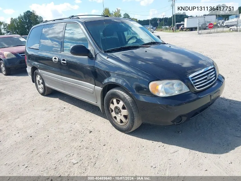 2003 Kia Sedona Ex/Lx VIN: KNDUP131136417751 Lot: 40489640