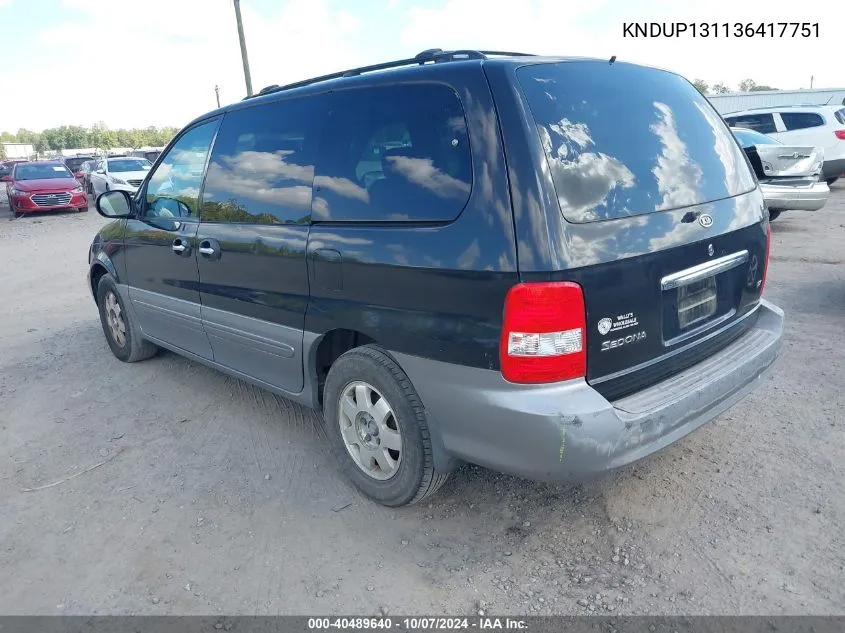 KNDUP131136417751 2003 Kia Sedona Ex/Lx