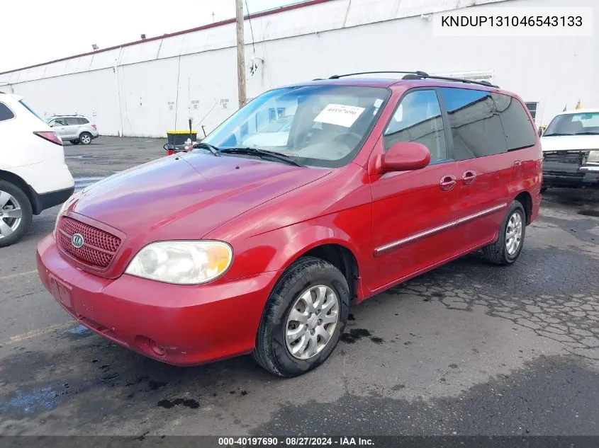 2004 Kia Sedona Ex/Lx VIN: KNDUP131046543133 Lot: 40197690