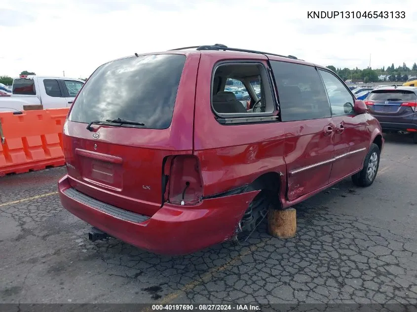 2004 Kia Sedona Ex/Lx VIN: KNDUP131046543133 Lot: 40197690