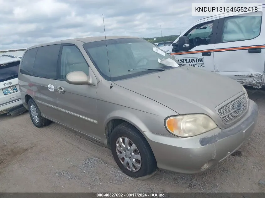 2004 Kia Sedona Ex/Lx VIN: KNDUP131646552418 Lot: 40327692