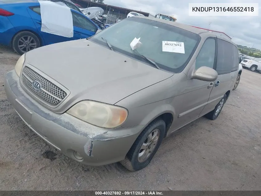 2004 Kia Sedona Ex/Lx VIN: KNDUP131646552418 Lot: 40327692