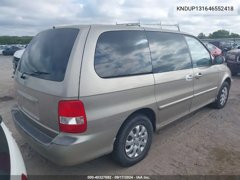 KNDUP131646552418 2004 Kia Sedona Ex/Lx