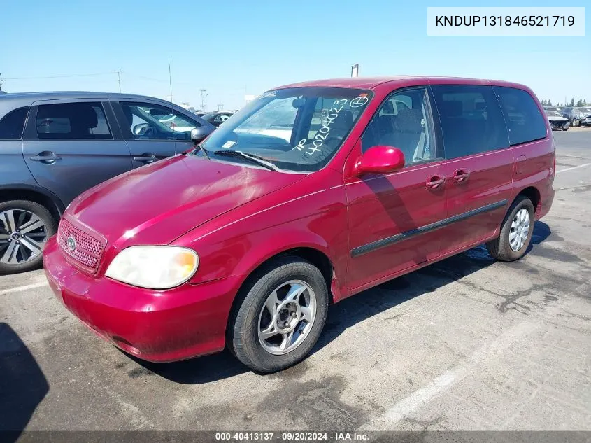 2004 Kia Sedona Ex/Lx VIN: KNDUP131846521719 Lot: 40413137