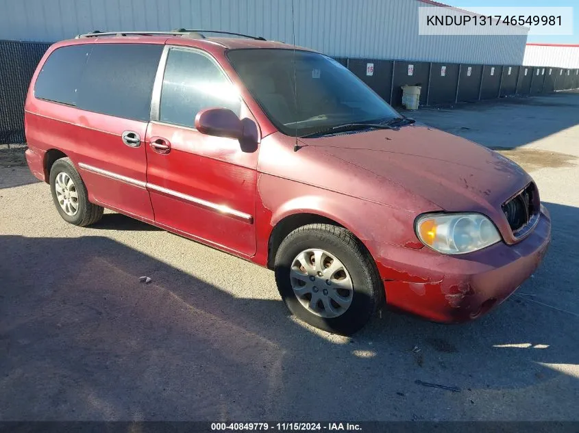 KNDUP131746549981 2004 Kia Sedona Ex/Lx