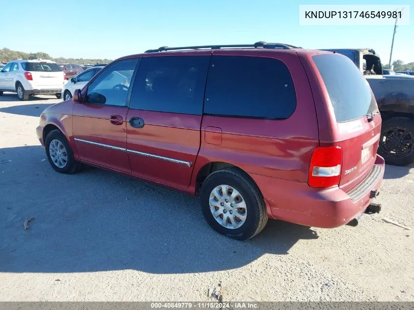 KNDUP131746549981 2004 Kia Sedona Ex/Lx