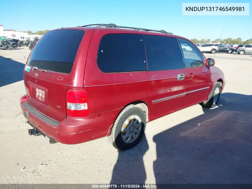 KNDUP131746549981 2004 Kia Sedona Ex/Lx