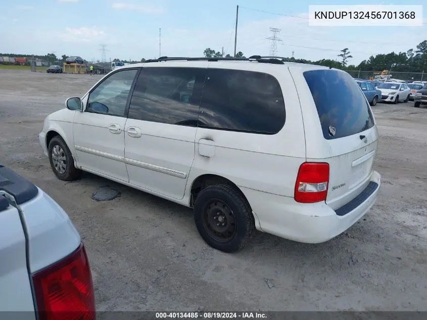 2005 Kia Sedona Ex/Lx VIN: KNDUP132456701368 Lot: 40134485