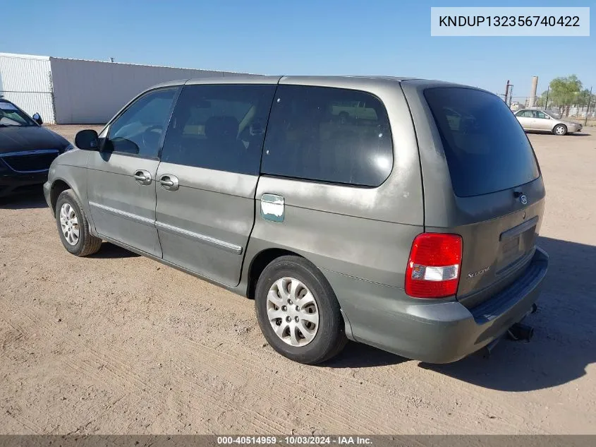 2005 Kia Sedona Ex/Lx VIN: KNDUP132356740422 Lot: 40514959