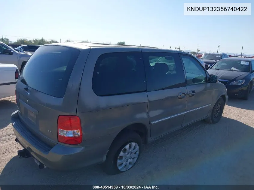 2005 Kia Sedona Ex/Lx VIN: KNDUP132356740422 Lot: 40514959