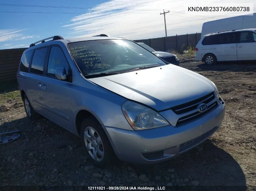 2006 Kia Sedona VIN: KNDMB233766080738 Lot: 12111021