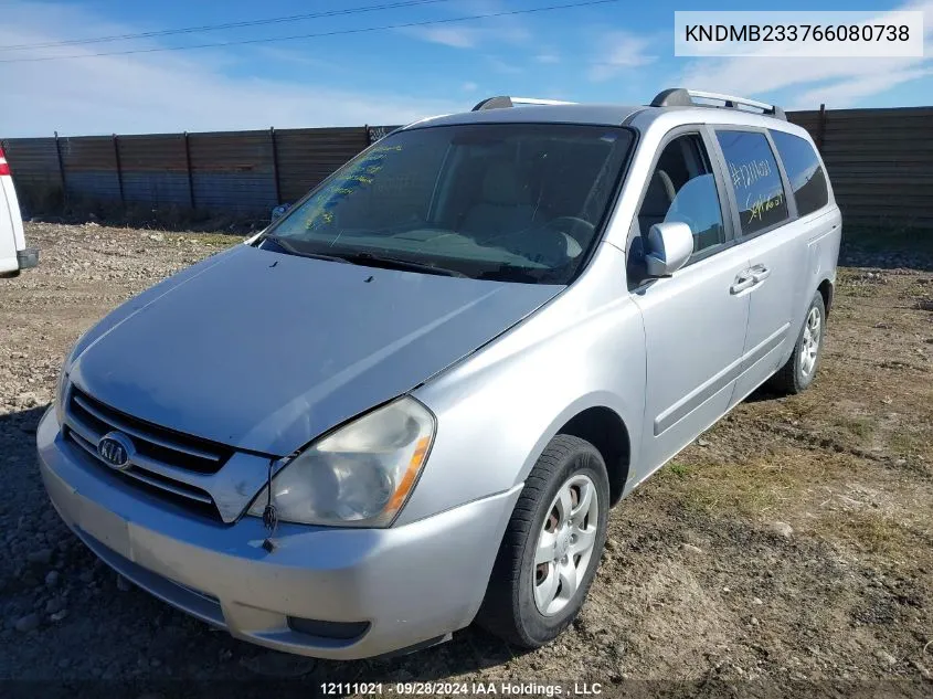 2006 Kia Sedona VIN: KNDMB233766080738 Lot: 12111021