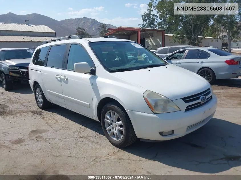 2006 Kia Sedona Ex/Lx VIN: KNDMB233066081407 Lot: 39811057