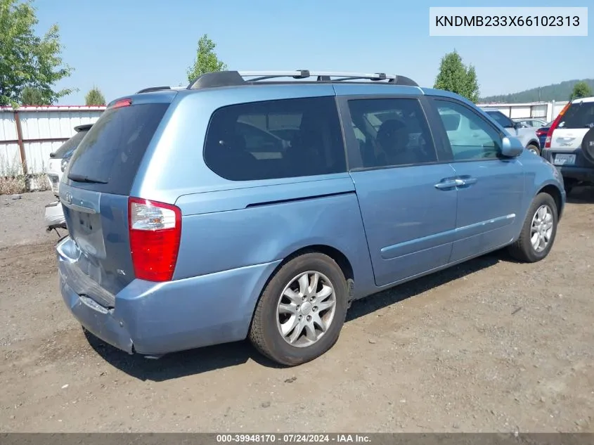 2006 Kia Sedona Ex/Lx VIN: KNDMB233X66102313 Lot: 39948170