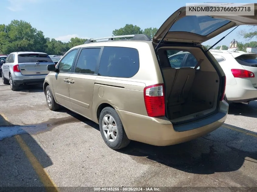 2006 Kia Sedona Ex/Lx VIN: KNDMB233766057718 Lot: 40145255