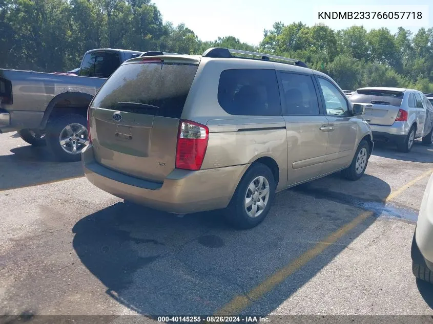 2006 Kia Sedona Ex/Lx VIN: KNDMB233766057718 Lot: 40145255