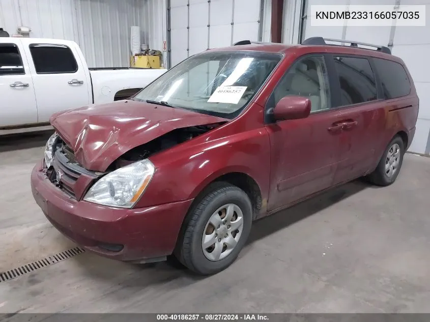 2006 Kia Sedona Ex/Lx VIN: KNDMB233166057035 Lot: 40186257