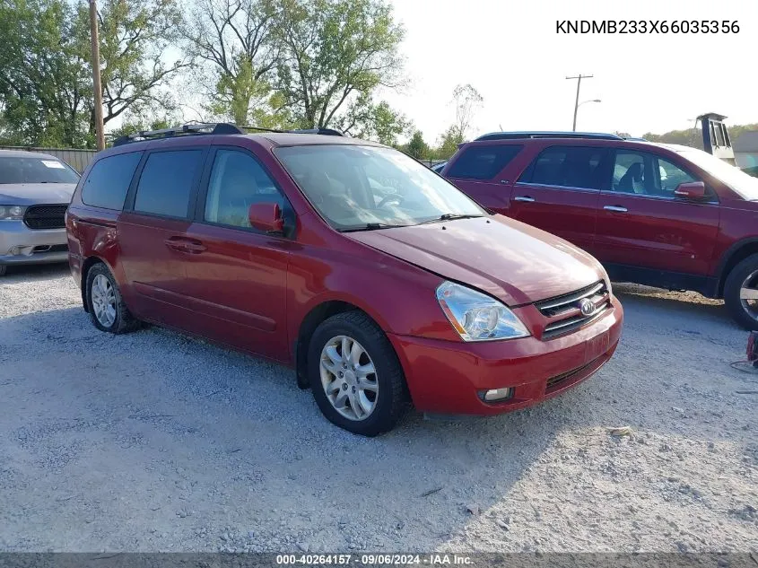 2006 Kia Sedona Ex/Lx VIN: KNDMB233X66035356 Lot: 40264157