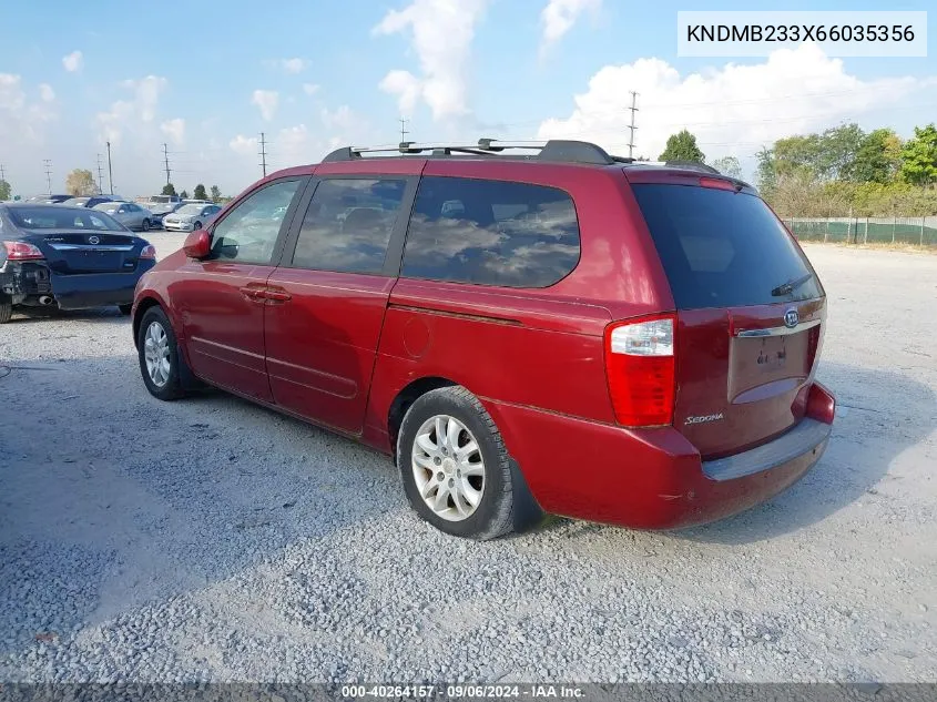 2006 Kia Sedona Ex/Lx VIN: KNDMB233X66035356 Lot: 40264157