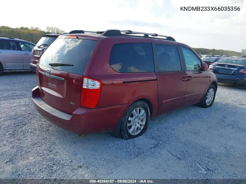 2006 Kia Sedona Ex/Lx VIN: KNDMB233X66035356 Lot: 40264157