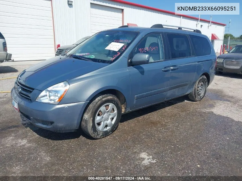 2006 Kia Sedona Ex/Lx VIN: KNDMB233X66095251 Lot: 40281547