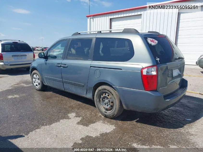 2006 Kia Sedona Ex/Lx VIN: KNDMB233X66095251 Lot: 40281547