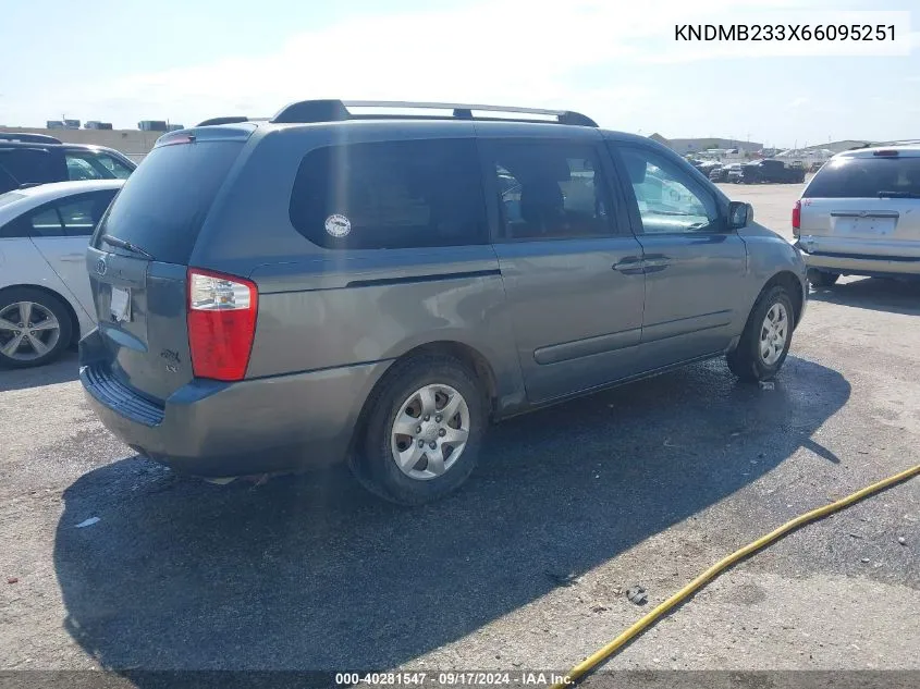 2006 Kia Sedona Ex/Lx VIN: KNDMB233X66095251 Lot: 40281547