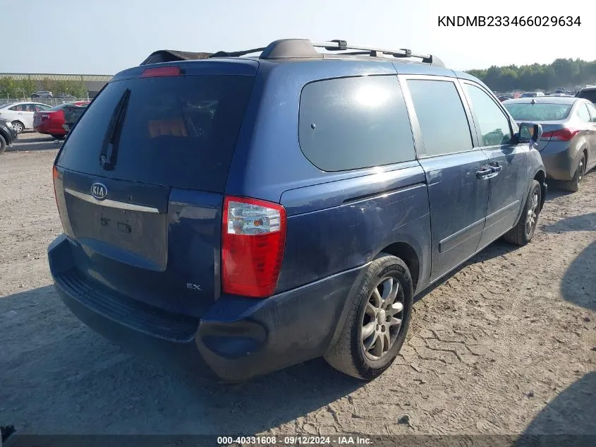 2006 Kia Sedona Ex/Lx VIN: KNDMB233466029634 Lot: 40331608