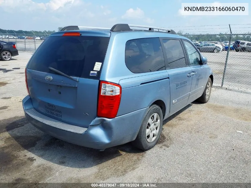 2006 Kia Sedona Ex/Lx VIN: KNDMB233166060470 Lot: 40379047