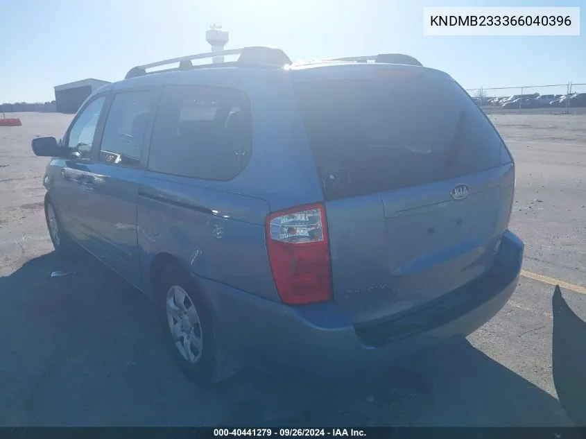 2006 Kia Sedona Ex/Lx VIN: KNDMB233366040396 Lot: 40441279