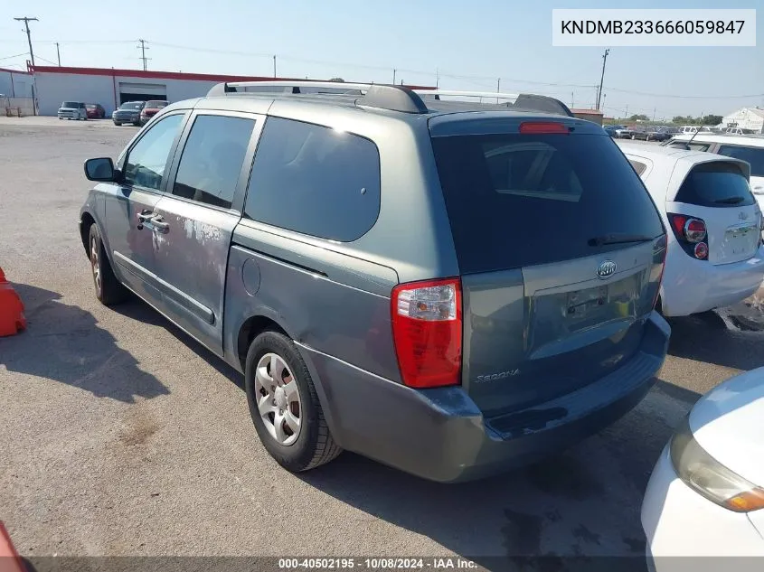 2006 Kia Sedona Ex/Lx VIN: KNDMB233666059847 Lot: 40502195