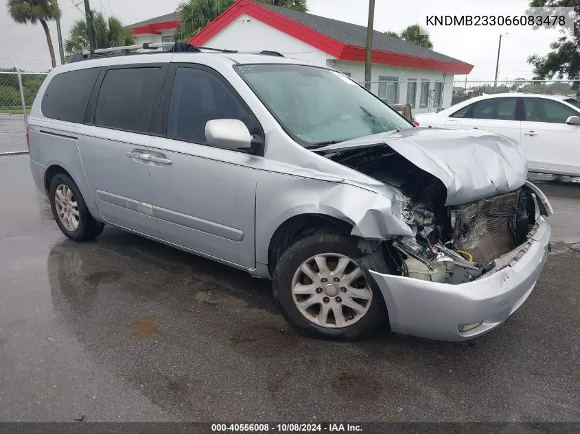 2006 Kia Sedona Ex/Lx VIN: KNDMB233066083478 Lot: 40556008