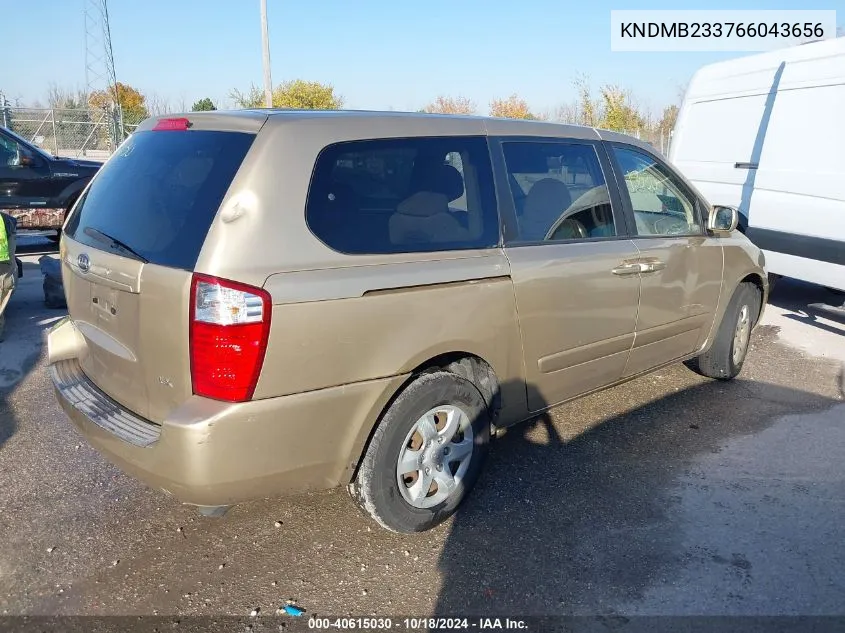 KNDMB233766043656 2006 Kia Sedona Ex/Lx