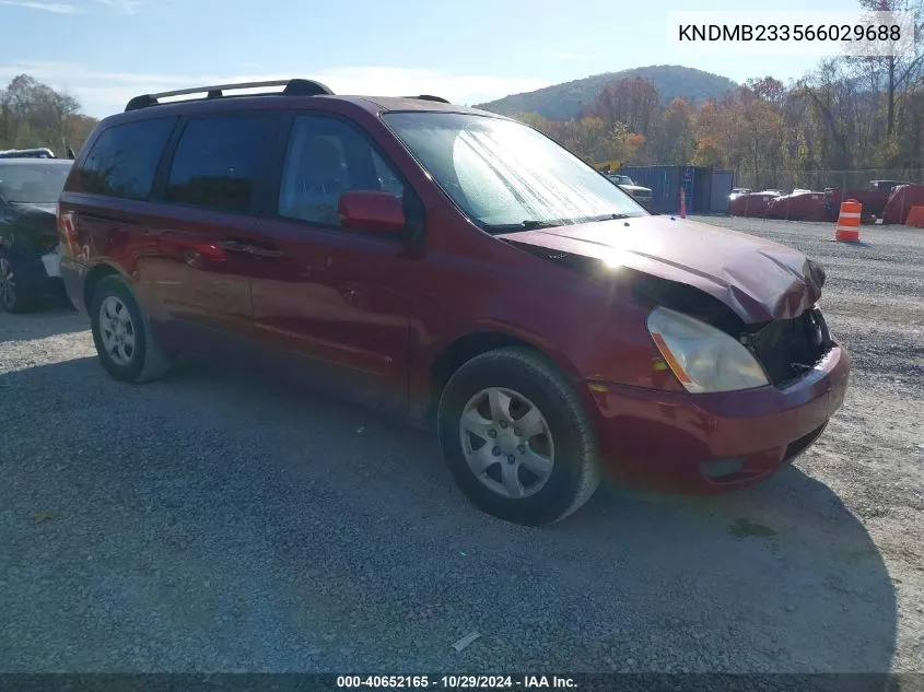 2006 Kia Sedona Ex/Lx VIN: KNDMB233566029688 Lot: 40652165