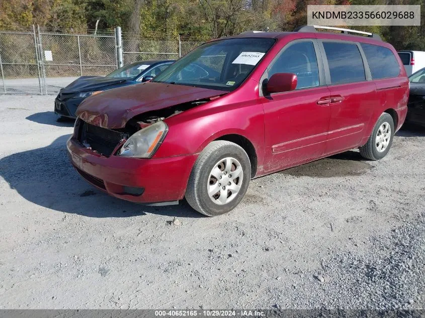 2006 Kia Sedona Ex/Lx VIN: KNDMB233566029688 Lot: 40652165