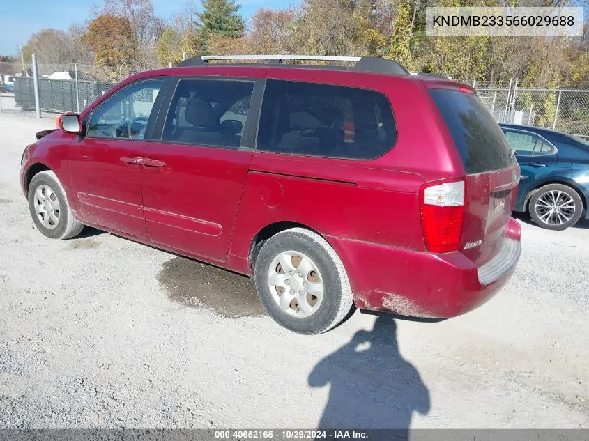 2006 Kia Sedona Ex/Lx VIN: KNDMB233566029688 Lot: 40652165